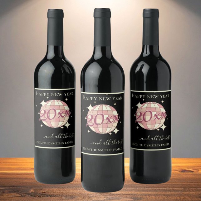 Happy new year 2025 celebration black party drinks wine label (Creator Uploaded)