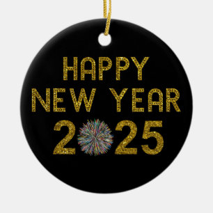 Happy New Year 2025 Ceramic Ornament