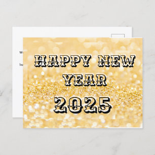 Happy New Year 2025 Chic Custom Gold Business Holiday Postcard