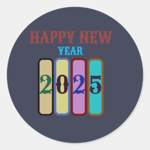 happy new year 2025 classic round sticker