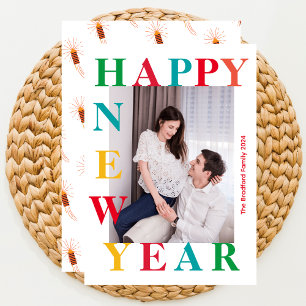 Happy New Year 2025 Colourful Photo  Holiday Card