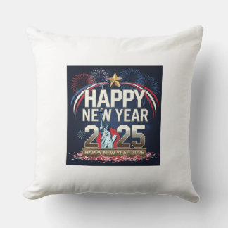 Happy New Year 2025 Design - Festive and Creative. Throw Pillow