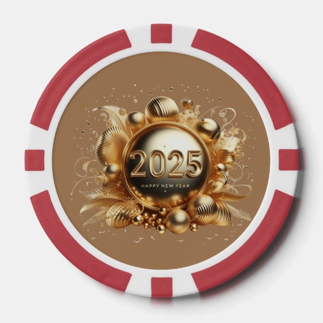 Happy new year 2025 design  poker chips (Front)
