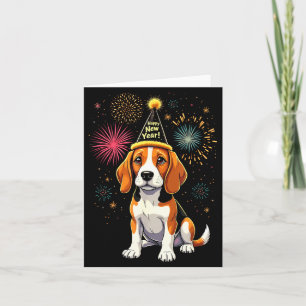 Happy New Year 2025 Eve Firework Dog Funny Beagle Card
