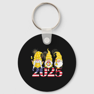 Happy New Year 2025 Eve Party Gnomes Fireworks Hel Keychain