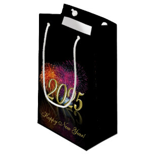 Happy New Year 2025 Fireworks Gold Small Gift Bag