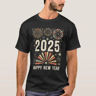 Happy New Year 2025 Fireworks Retro for Men Women T-Shirt