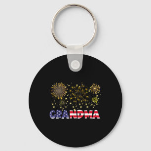 Happy New Year 2025 Grandma American Flag Family F Keychain