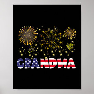 Happy New Year 2025 Grandma American Flag Family F Poster