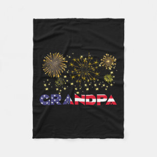 Happy New Year 2025 Grandpa American Flag Family F Fleece Blanket