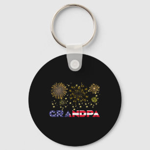 Happy New Year 2025 Grandpa American Flag Family F Keychain