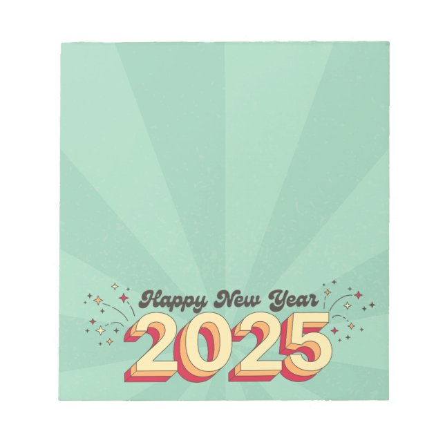 Happy New Year 2025 holidays retro fun text Notepad (Front)