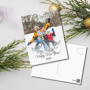 Happy New Year 2025 Modern Family Photo  Holiday Postcard