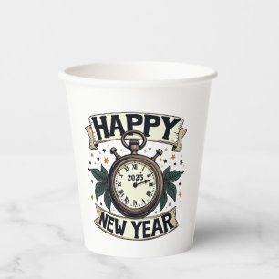 Happy New Year 2025 New Year Celebration  Paper Cups