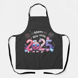 Happy New Year 2025 Nursing Disco Ball Healthcare Apron