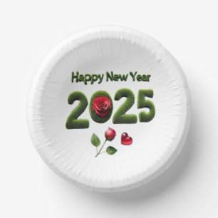 Happy New Year 2025 Paper Plate