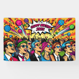 Happy New Year 2025 Pop Art Style Banner