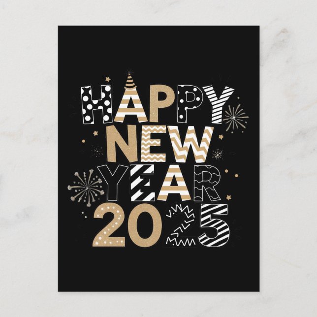 Happy New Year 2025 Postcard – Fun and Fresh Greet (Front)