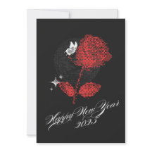 HAPPY NEW YEAR 2025 Red rose Card