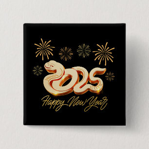 Happy New Year 2025 The Chinese Year of the Snake 2 Inch Square Button
