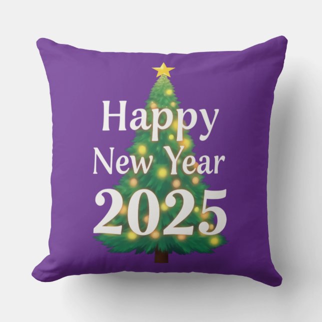 happy new year 2025 throw pillow (Front)