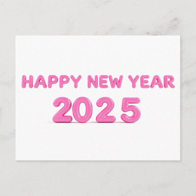 Happy New Year 2025 transparent background Holiday Postcard (Front)