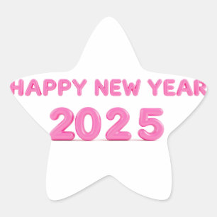 Happy New Year 2025 transparent background Star Sticker