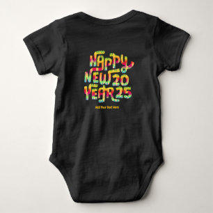 Happy New Year 2025 Trendy Colourful Personalized Baby Bodysuit
