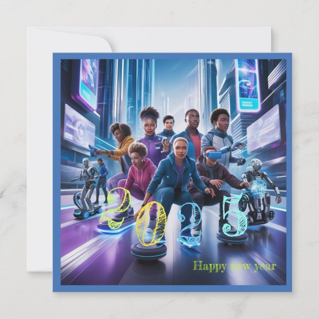 Happy new year 2025  typography gift flat holiday card (Front)