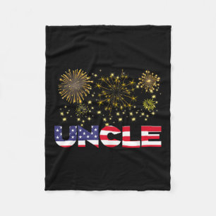 Happy New Year 2025 Uncle American Flag Family Fir Fleece Blanket