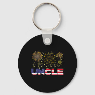 Happy New Year 2025 Uncle American Flag Family Fir Keychain