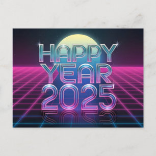 Happy New Year 2025 with Colourful text Holiday Postcard