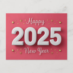 Happy New Year 2025 with Colourful text Holiday Postcard
