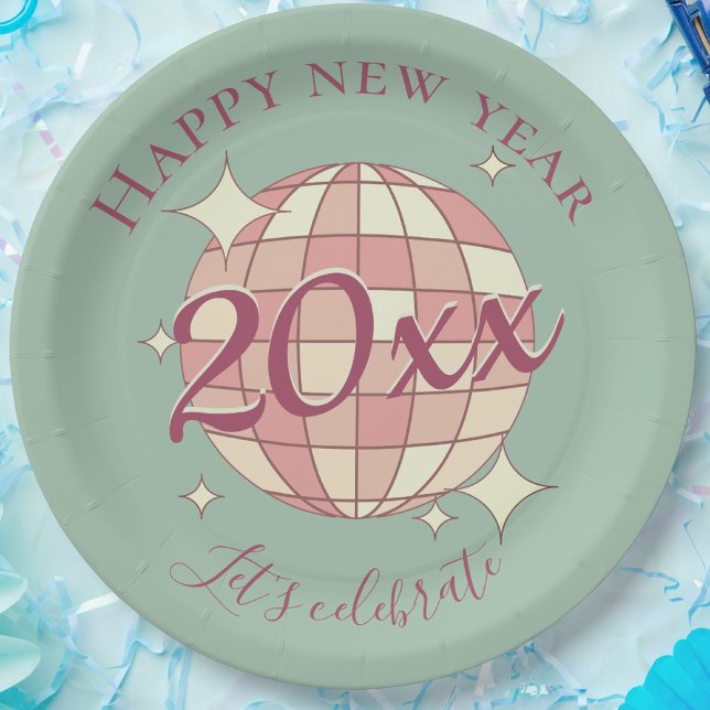 Happy new year 2025 year's eve dinner party decor paper plate (Creator Uploaded)