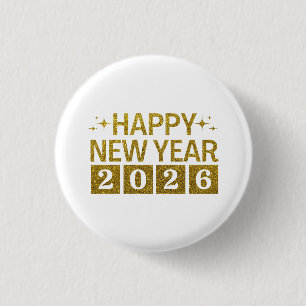 Happy New Year 2026 1 Inch Round Button