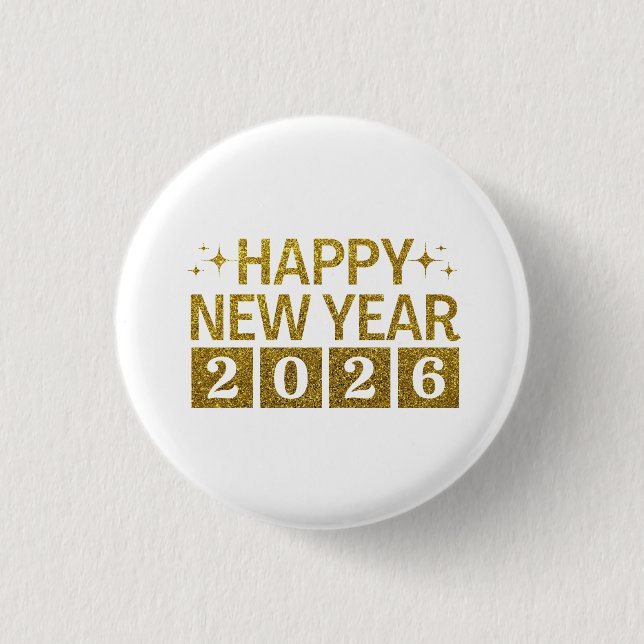 Happy New Year 2026 1 Inch Round Button (Front)