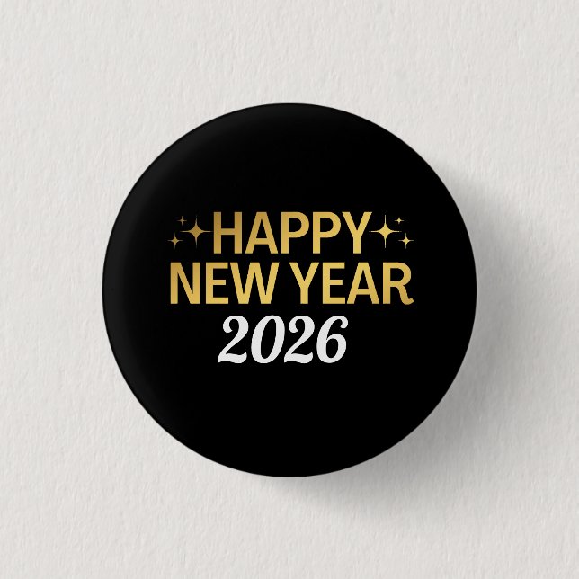 Happy New Year 2026 1 Inch Round Button (Front)