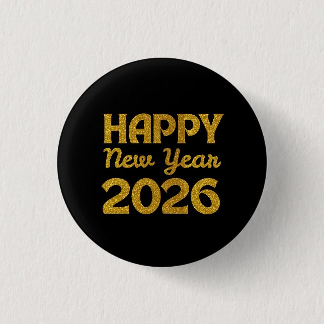 Happy New Year 2026 1 Inch Round Button (Front)