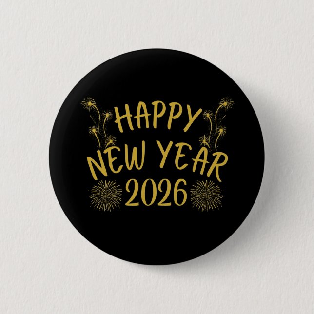 Happy New Year 2026 2 Inch Round Button (Front)