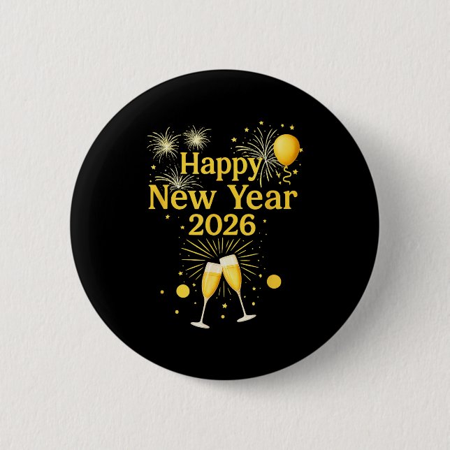 Happy New Year 2026  2 Inch Round Button (Front)