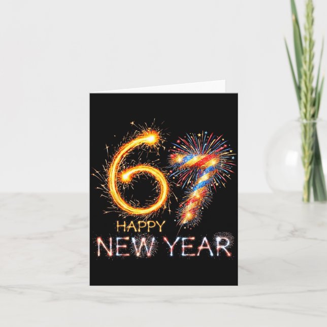 Happy New Year 2026 67th Bday Fireworks Number 67  Card (Front)