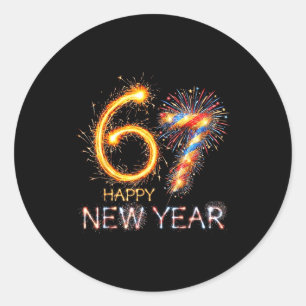 Happy New Year 2026 67th Bday Fireworks Number 67  Classic Round Sticker