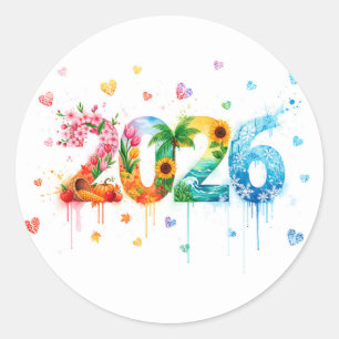 Happy New Year 2026: A Year of New Possibilities Classic Round Sticker
