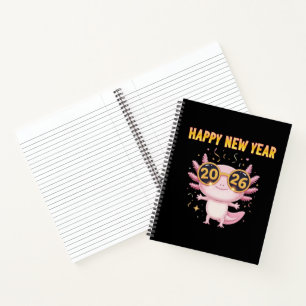 Happy New Year 2026 Axolotl Cute Party Notebook