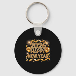 Happy New Year 2026 Balloon Retro Funny Family Mat Keychain