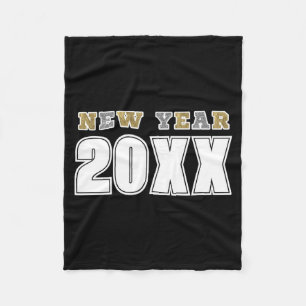 Happy New Year 2026 Black Silver Gold Glitter  Fleece Blanket