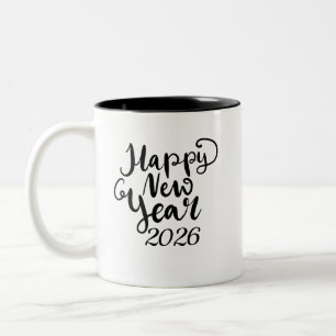 Happy New Year 2026 Black Text Mug