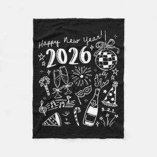 Happy New Year 2026 Bow Funny  Fleece Blanket