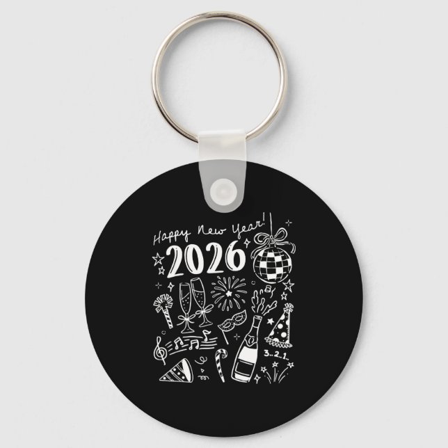 Happy New Year 2026 Bow Funny  Keychain (Front)