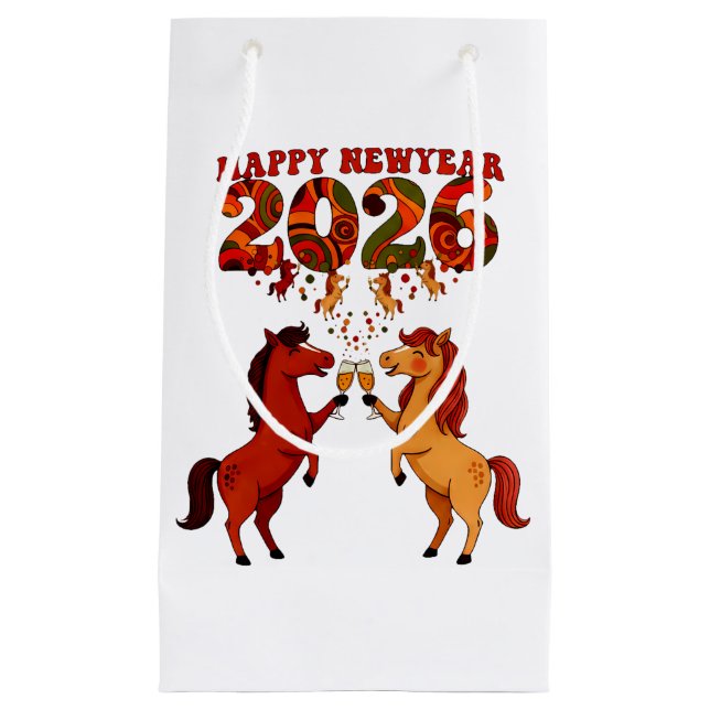 Happy New Year 2026 – Celebrating Horses with Cham Small Gift Bag (Front)